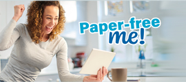 woman excited about paper free me