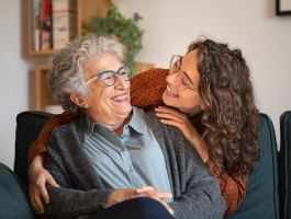 mother and daughter laughing smiling